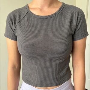 American Eagle Cropped Waffle Top Shirt